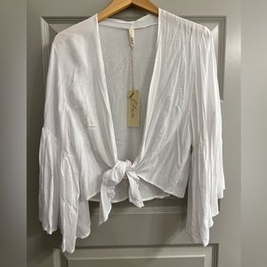ELAN - white front tie flowy blouse